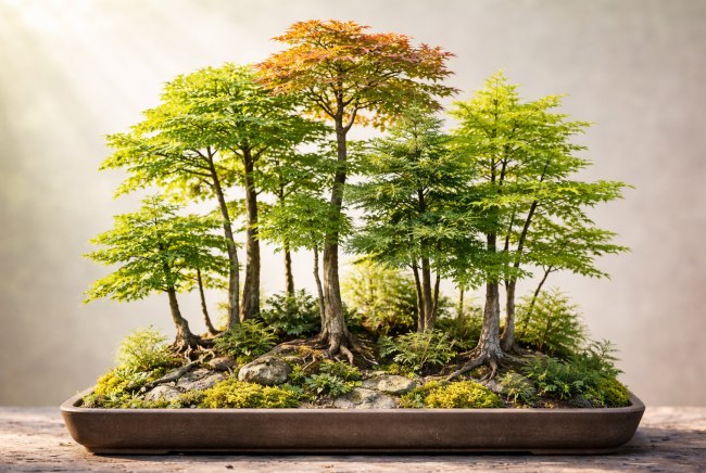 Lesní bonsaj: Jak vypěstovat celý les do jediné misky